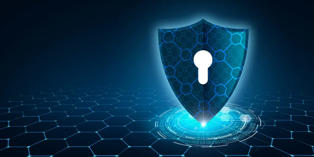 Shield graphic representing account and payment security